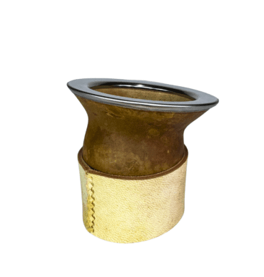 mate calabaza con virola base de cuero