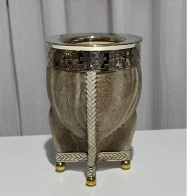 Mate Imperial Cuero Crudo con base de Alpaca y bolita